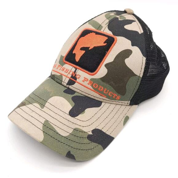 Simms Fishing Products Mesh Snapback Trucker‎ Hat Camo Ball Cap Fish Logo Adult - Picture 1 of 8